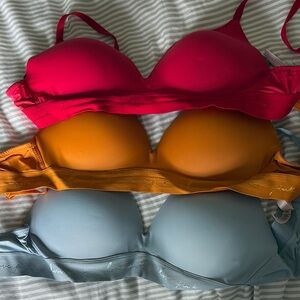 Victoria’s Secret PINK Women's Intimates Set - Red, Orange, and Blue Bras